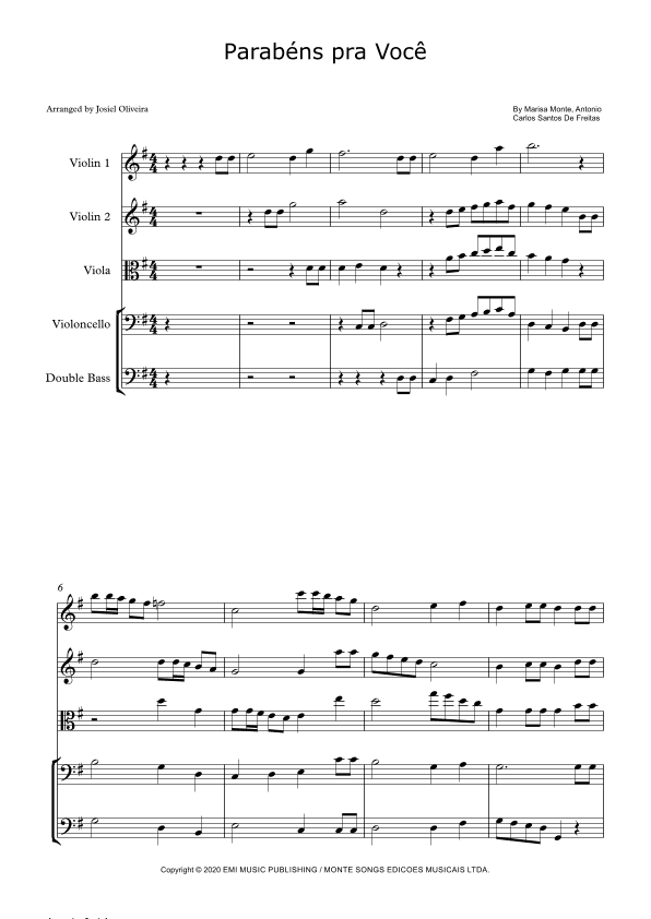 Parabens Pra Voce (arr. Josiel Oliveira)
