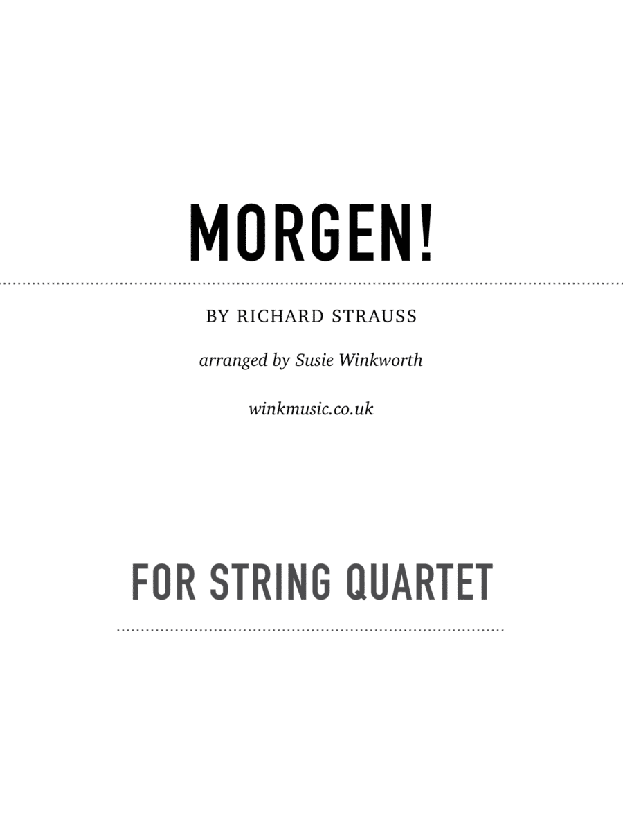 Morgen (arr. Susie Winkworth winkmusic.co.uk)