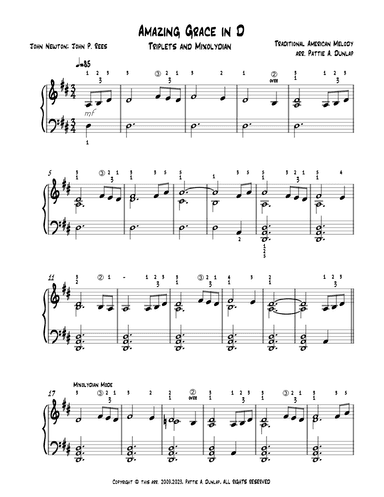 Amazing Grace in D-Major (arr. Pattie A. Dunlap)