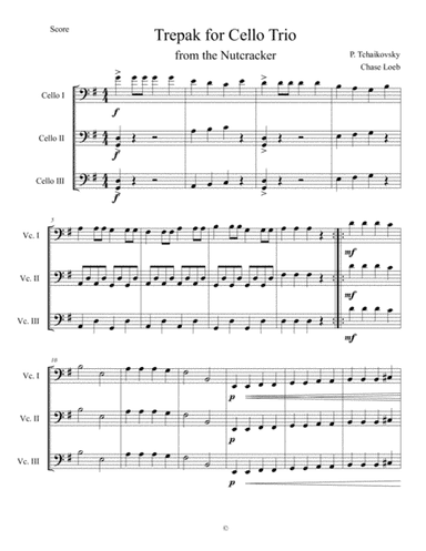 Russian Dance (Trepak) from the Nutcracker for Cello Trio (arr. Chase Loeb)