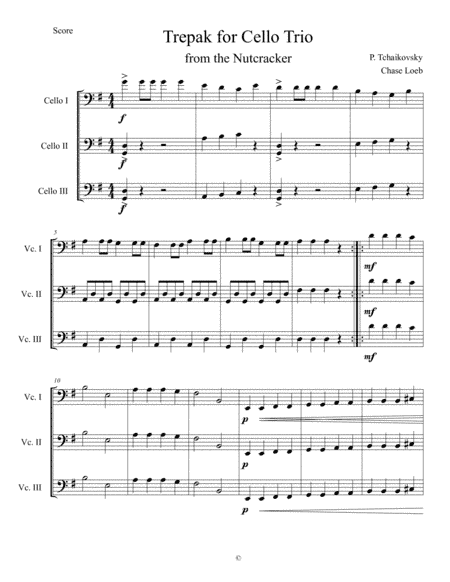 Russian Dance (Trepak) from the Nutcracker for Cello Trio (arr. Chase Loeb)