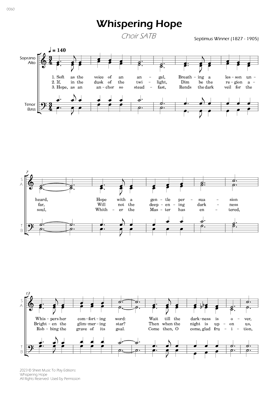 Whispering Hope - Choir SATB (arr. César Madeira)
