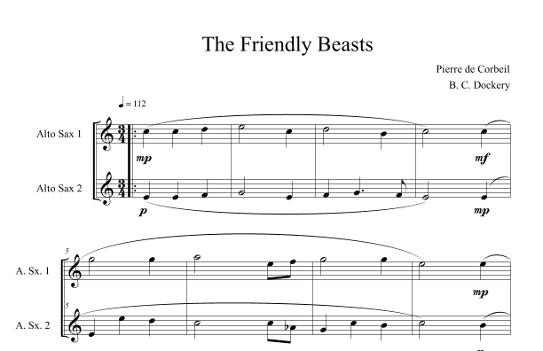The Friendly Beasts (Alto Sax Duet) (arr. B. C. Dockery)