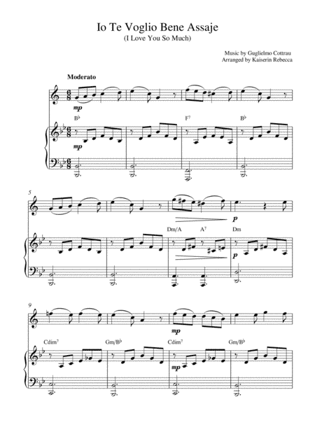 Io Te Voglio Bene Assaje (I Love You So Much) (arr. Kaiserin Rebecca)