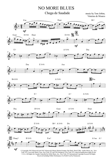 Chega De Saudade (no More Blues) (arr. The Sheet Music Library)