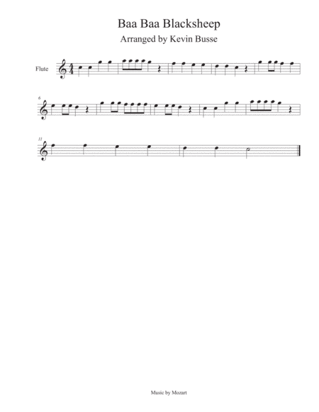 Baa Baa Black Sheep - Flute (arr. Kevin Busse)