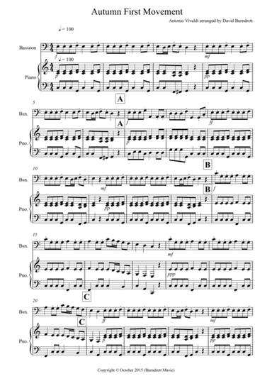 Autumn "Four Seasons" for Bassoon and Piano (arr. David Burndrett)