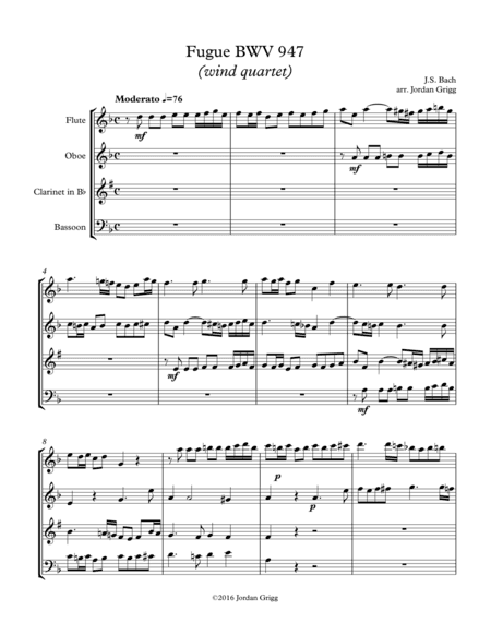 Fugue BWV 947 (wind quartet) (arr. Jordan Grigg)
