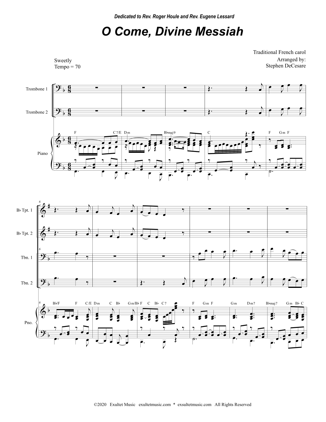 O Come, Divine Messiah (Brass Quartet and Piano - Alternate Version) (arr. Stephen DeCesare)