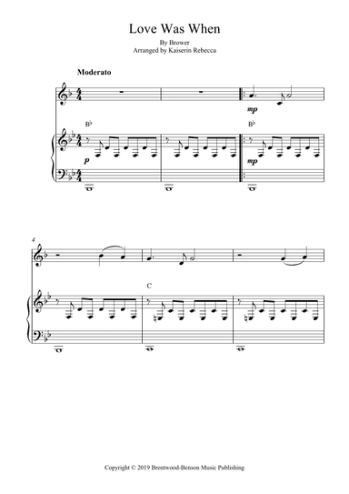 Love Was When (arr. Kaiserin Rebecca)