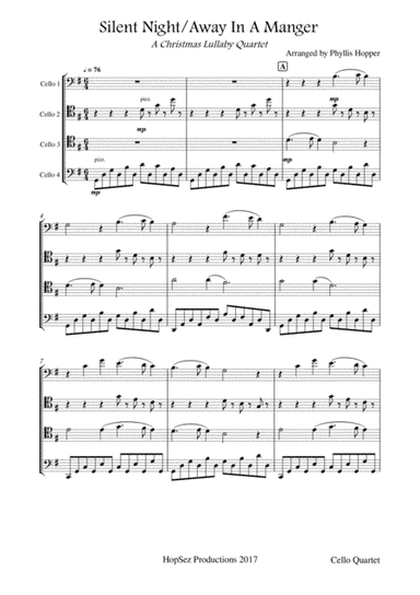 Silent Night/Away In A Manger - Cello Quartet (arr. Phyllis Hopper)