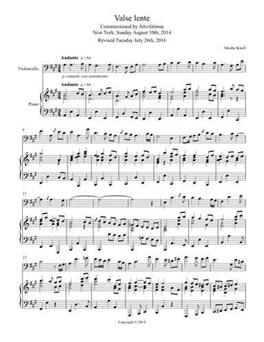 Valse Lente, for Cello and Piano