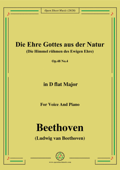 Beethoven-Die Ehre Gottes aus der Natur,in D flat Major,for Voice and Piano (arr. MSM)