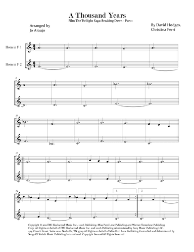 A Thousand Years (arr. Jo Araujo)