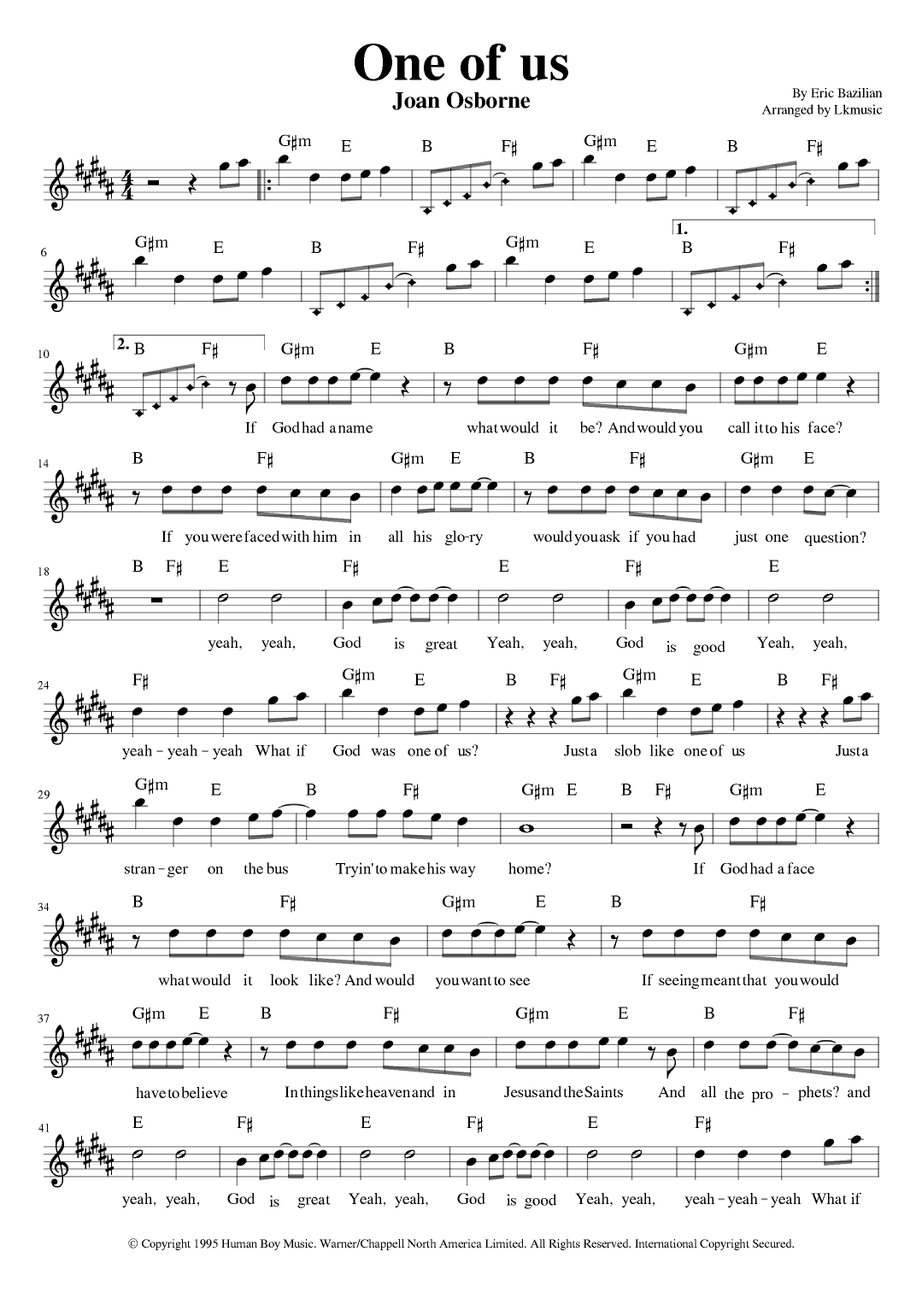 One Of Us (arr. Lkmusic)