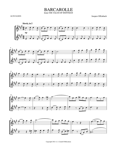 Barcarolle (from The Tales of Hoffman) (arr. Mark Phillips)
