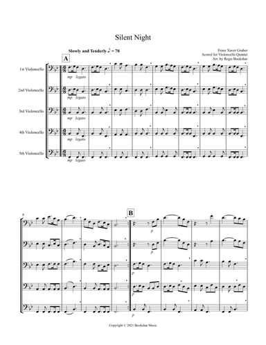 Silent Night (Bb) (Violoncello Quintet) (arr. Regis Bookshar)