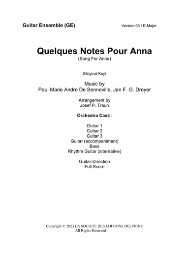 Quelques Notes Pour Anna (arr. Josef Peter Traun)