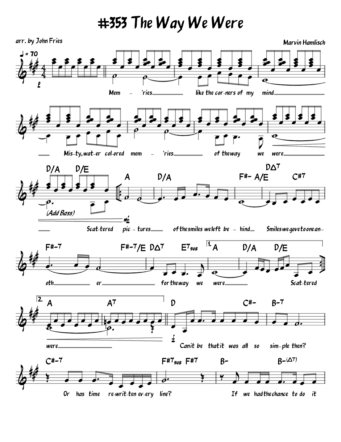 The Way We Were (arr. John Fries)