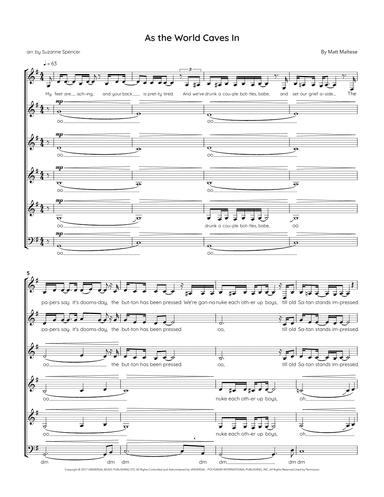 As The World Caves In (arr. Suzanne Spencer)