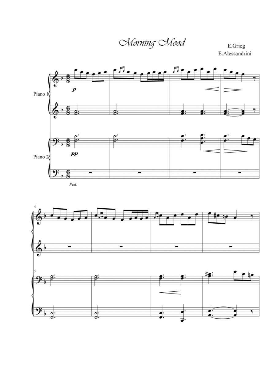 Morning Mood. Piano 4 hands (arr. Ester Alessandrini)