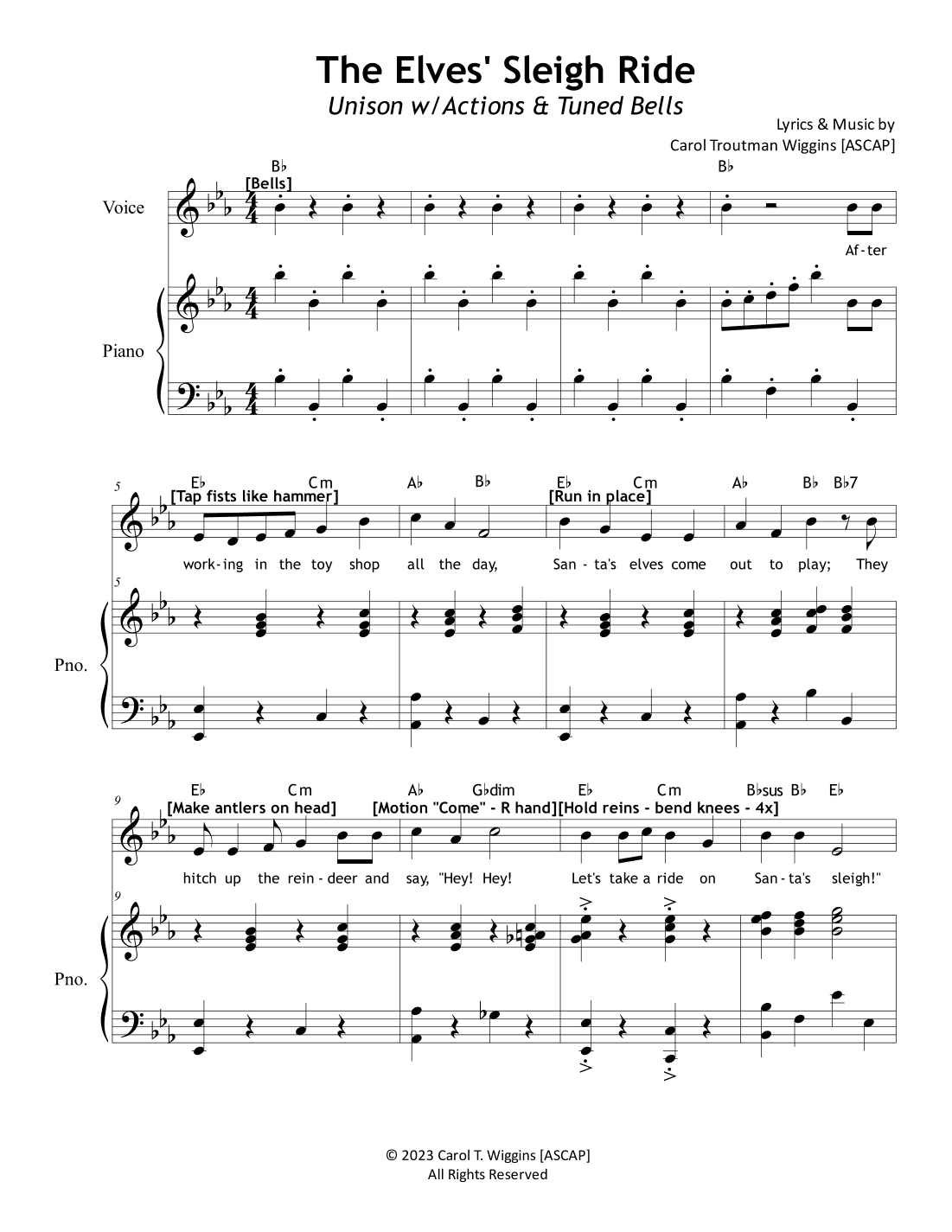 The Elves' Sleigh Ride (Unison w/Actions & Tuned Bells)