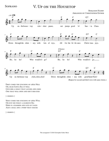 Up on the Housetop for Soprano Voice (arr. Christopher Esther)