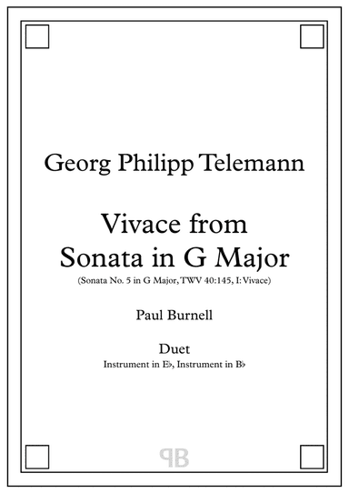 Vivace from Sonata in G Major, arranged for duet: instruments in Eb and Bb (arr. Paul Burnell)