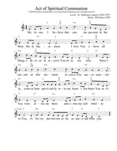 Act of Spiritual Communion (combined leadsheet and congregational worship aid versions)