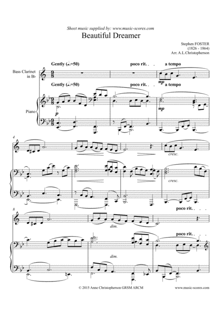 Beautiful Dreamer - Bass Clarinet and Piano (arr. Anne L Christopherson GRSM ARCM)