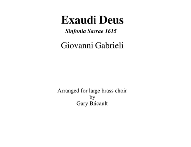 Exaudi Deus from Sinfonia Sacrae 1615 (arr. Gary Bricault)