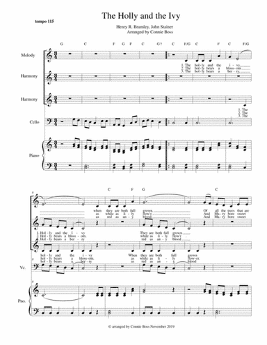 The Holly and the Ivy - cello, trio and piano (arr. Connie Boss)