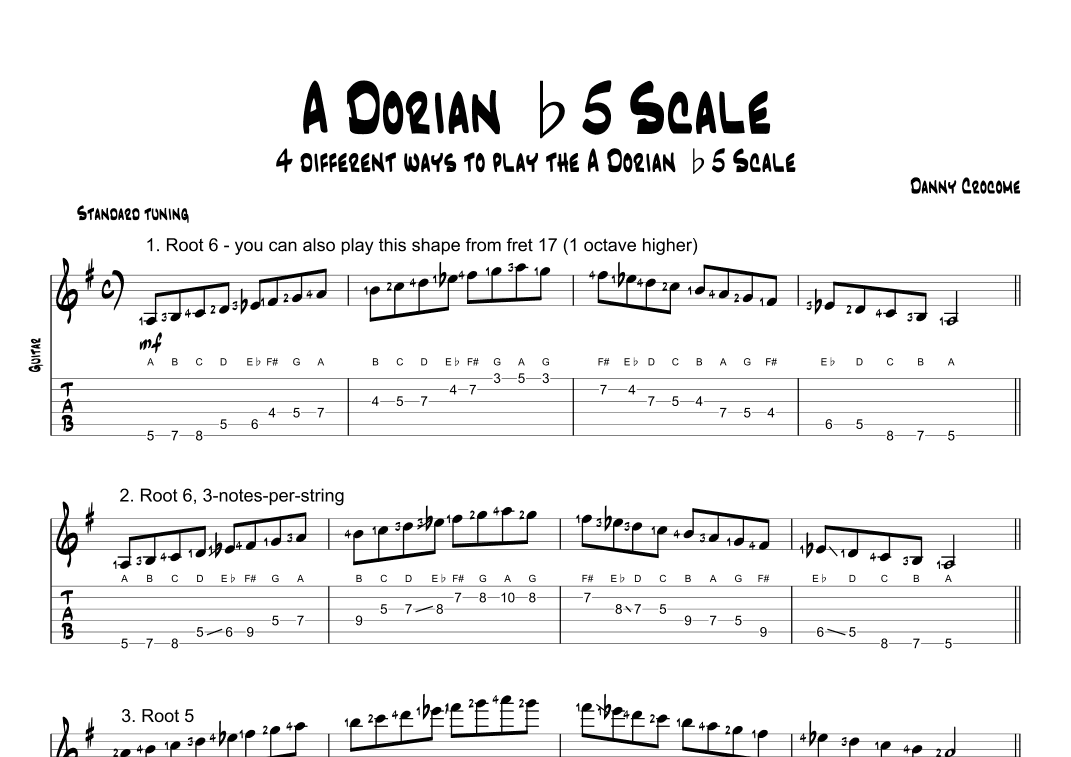 A Dorian b5 Scale (4 Ways to Play)