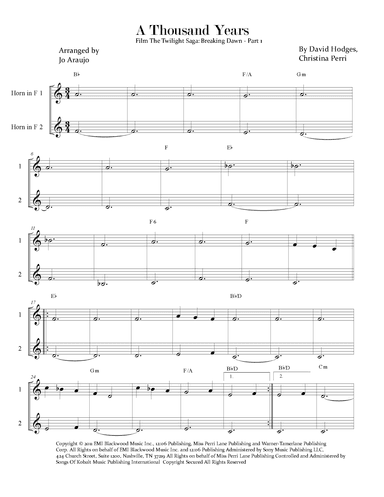 A Thousand Years (arr. Jo Araujo)