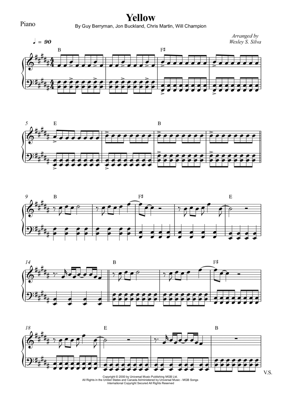 Yellow (arr. Wesley S. SIlva)