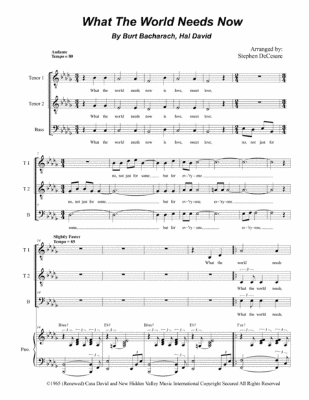 What The World Needs Now Is Love (arr. Stephen DeCesare)