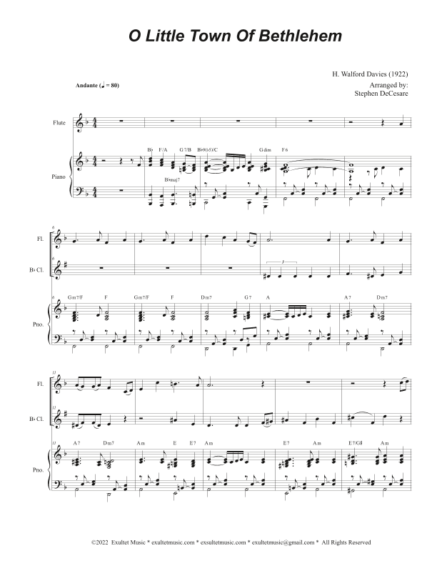 O Little Town Of Bethlehem (Duet for Flute and Bb-Clarinet) (arr. Stephen DeCesare)