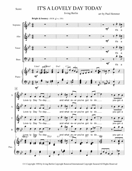 It's A Lovely Day Today (arr. Paul Hemmer)