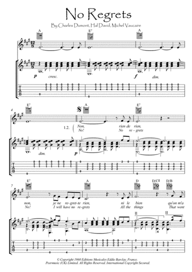 No Regrets (arr. PianoSheetNow)