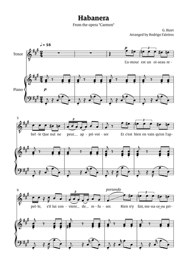 Habanera (for tenor - F# minor/major) (arr. Rodrigo Faleiros)