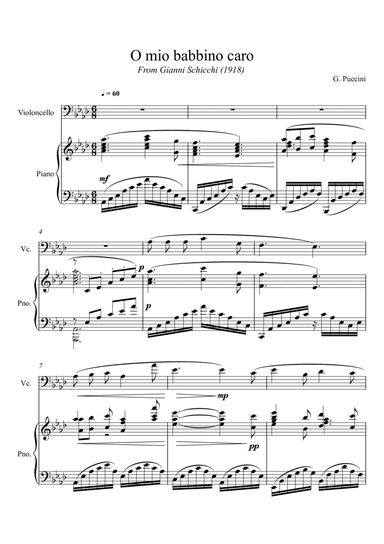 Giacomo Puccini - O mio babbino caro (Violoncello Solo) (arr. André Laitano)