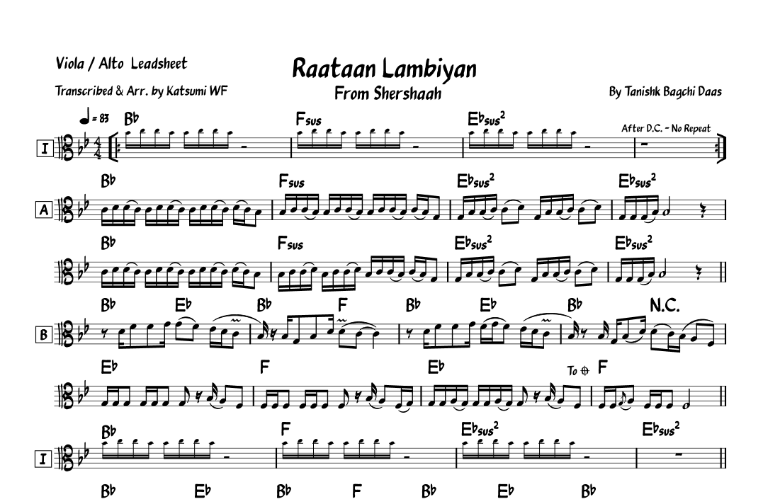 Raataan Lambiyan (arr. Katsumi WF)