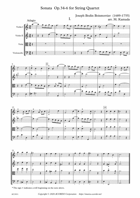 Sonata Op.34-6 for String Quartet (arr. Mikio Kamada)