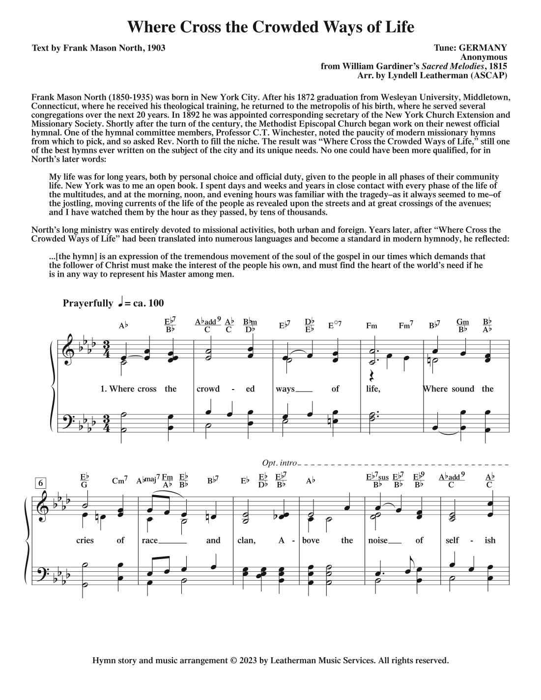 Where Cross the Crowded Ways of Life (arr. Lyndell Leatherman)