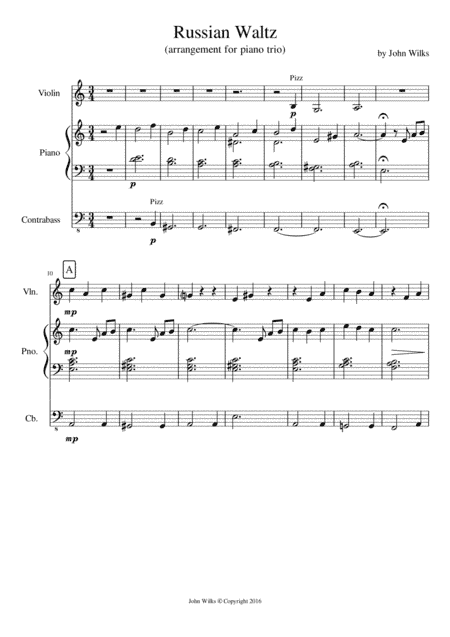Traditional Waltz arranged arranged for a piano trio