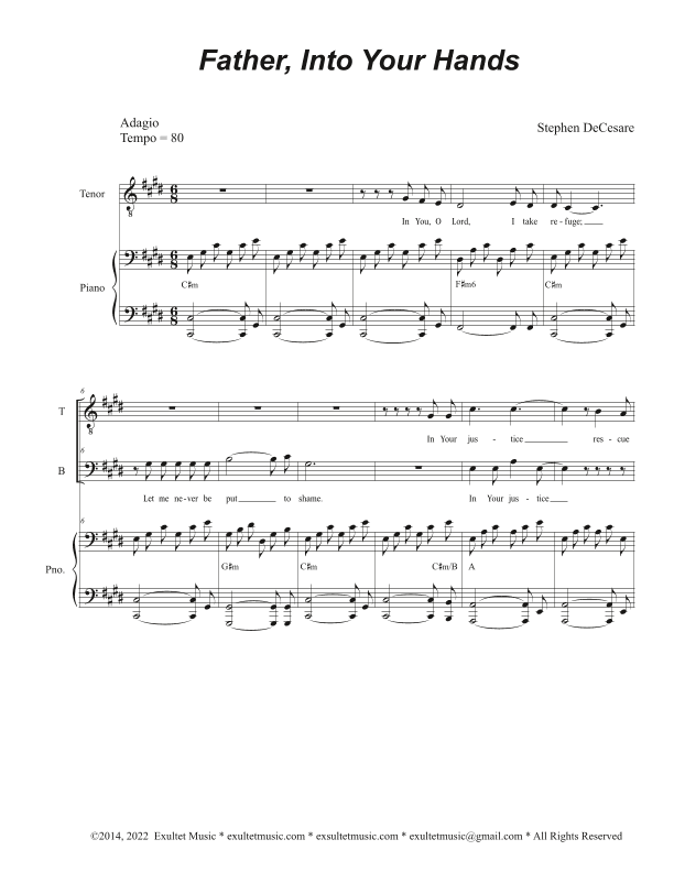 Father, Into Your Hands (Duet for Tenor and Bass solo)