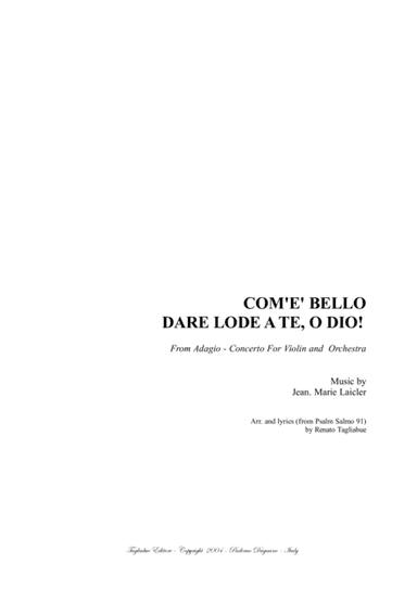 ADAGIO - Com'è bello dare lode a te, o Dio - Leclair - Arr. for Soprano and Organ (arr. Renato Tagliabue)