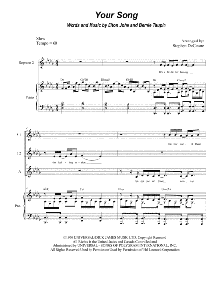 Your Song (arr. Stephen DeCesare)