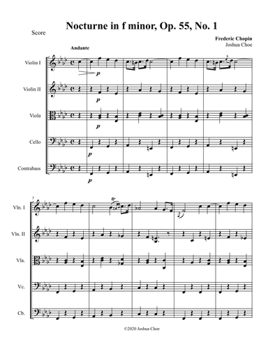 Nocturne in f minor, Op. 55, No. 1 (arr. Joshua Choe)