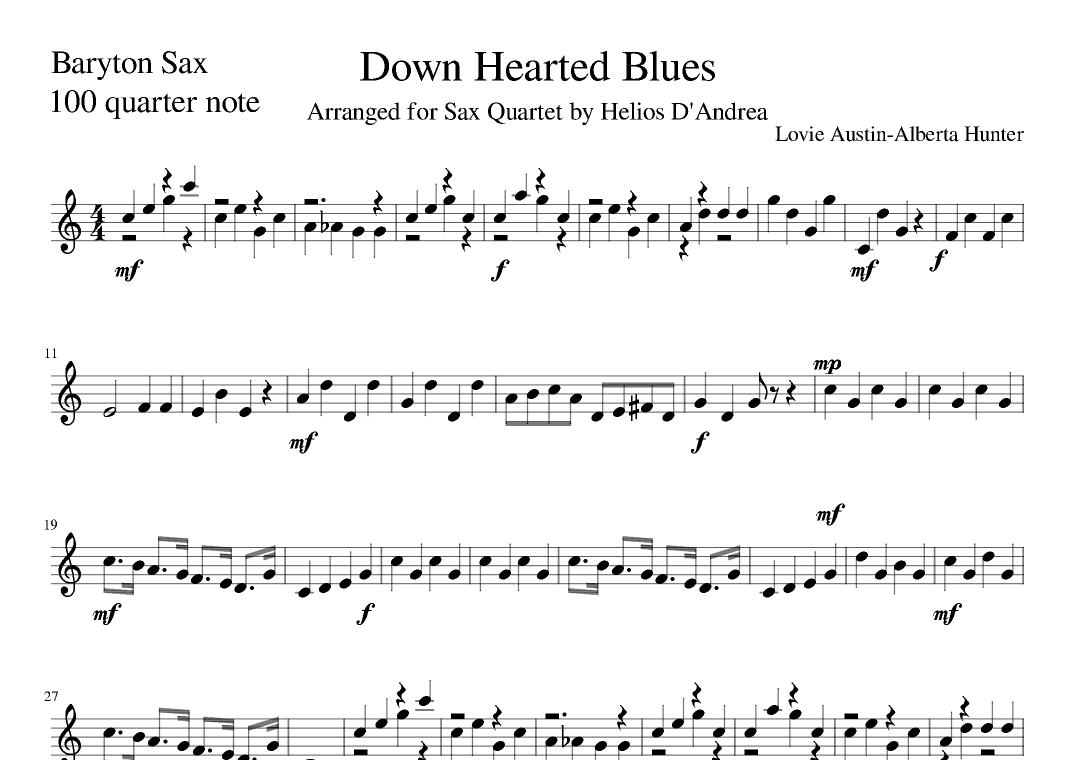 Down Hearted Blues (arr. Helios D'Andrea)